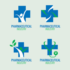 Set of emblem medical and pharmaceutical industry