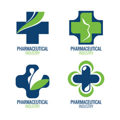 Set of emblem medical and pharmaceutical industry