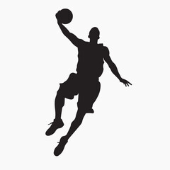 Obraz premium Silhouette basketball player slam dunk