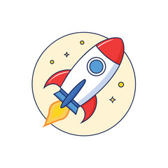 olorful rocket ship cartoon vector illustration, perfect for kids' designs and space-themed fun.