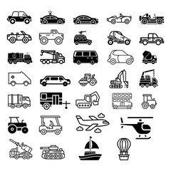 transportation icons set