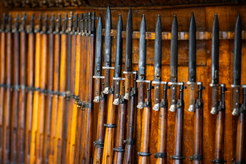 Old wood riffles with bayonets
