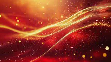 Fototapeta premium Abstract digital background electromagnetic wave background Innovation digital wave, information technology background and red luxury background with golden line decoration and curve light effect 