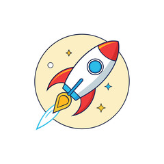 olorful rocket ship cartoon vector illustration, perfect for kids' designs and space-themed fun.