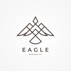 Fototapeta premium Minimal Eagle Logo Design, modern bird line style logo design, flat design logo template, vector illustration