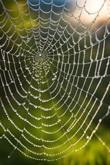 Fototapeta premium Dew-covered spider web