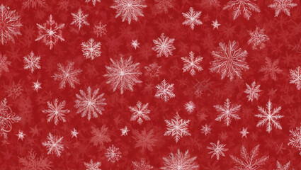 Seamless red Christmas themed paper with cartoon Christmas tree and snow for paper or textile