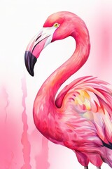 Obraz premium the AI Image Generator, A pink flamingo, stylized and artistic depiction, exotic bird in nature