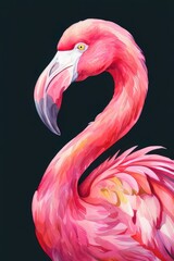 the AI Image Generator, A pink flamingo, stylized and artistic depiction, exotic bird in nature