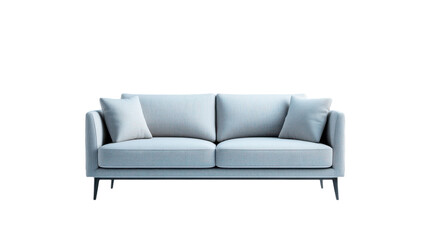 Contemporary Sofa with Clean Lines and Matching Cushions isolated on white background, PNG file, graphic resources