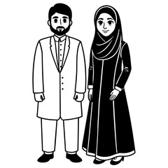 Couple in art vector illustration