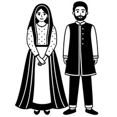 Couple in art vector illustration