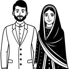 Couple in art vector illustration