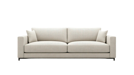 Contemporary Sofa with Clean Lines and Matching Cushions isolated on white background, PNG file, graphic resources