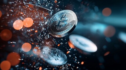 Bitcoin Cryptocurrency Coin Explosion.