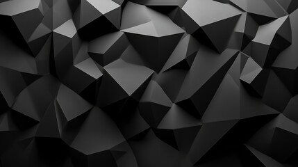 Black white dark gray abstract background. Geometric pattern shape. Line triangle polygon angle. Gradient. Shadow. Matte. 3d effect. Rough grain grungy. Design. Template. Presentation, ai