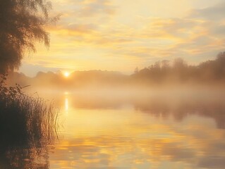 Fototapeta premium sunset over the river