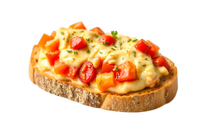 Homemade Pimento Cheese Spread Bruschetta isolated with white highlights, png