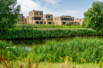 Lelystad, The Netherlands, August 4, 2024: newly completed neighbourhood surrounded by nature