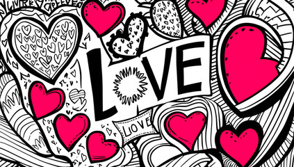 Coloring page, inscription love
