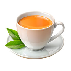 Fresh Cup of Green Tea with Vibrant Tea Leaves.