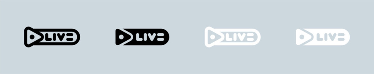 Broadcast icon set in black and white. Online signs vector illustration.