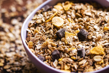 Cereal, seeds and oats, healthy meal.