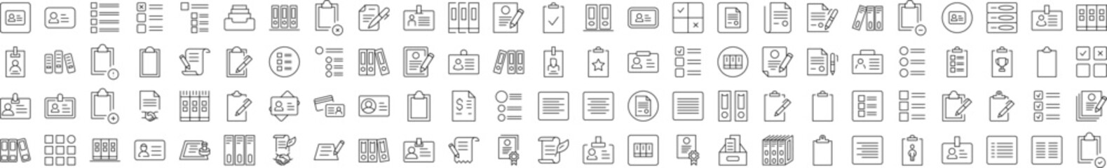Documents, Office, Work Thin Line Icon Set. Editable Stroke. Suitable for Banners, Cards, Social Networks, Apps