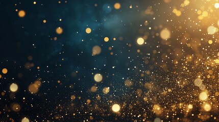 Fototapeta premium Illuminating Elegance: Luxurious Golden Light Particles on Black Background