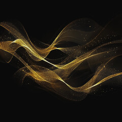 Abstract digital background electromagnetic wave background Innovation digital wave, information technology background and  luxury background with golden line decoration and curve light effect 