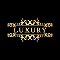 Luxury golden flourishes vintage ornament for branding