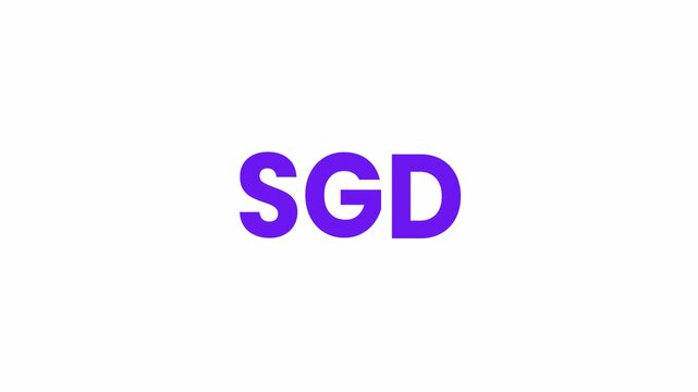 SGD Currency Text Animattion. Alpha matte with transparent background 4K resolution.