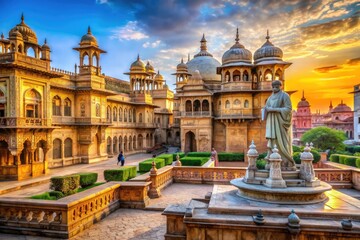 Fototapeta premium Ancient buildings, majestic statues, and intricate architectural details adorn the historic city, exuding a timeless charm that invites exploration and discovery of its rich cultural heritage.