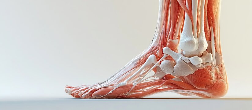 Anatomical Illustration of Human Foot and Ankle. AI generated image