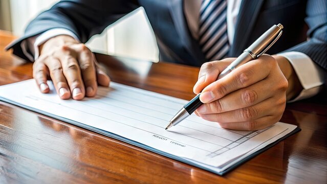 A person's hand holding a pen and signing a large ceremonial check with a substantial donation amount to a worthy charitable cause.