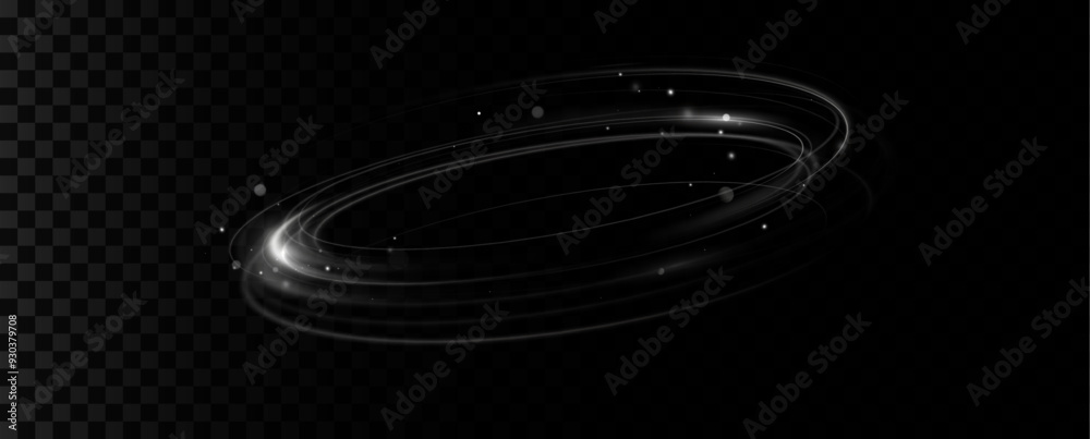 Aufkleber Light white Twirl. Curve light effect of white line. Glowing white spiral. The effect of high-speed abstract lines. Rotating shiny rings.	