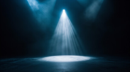 Dimly lit stage background with a bright spotlight