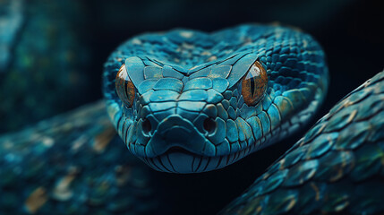 Fototapeta premium close up of a blue snake