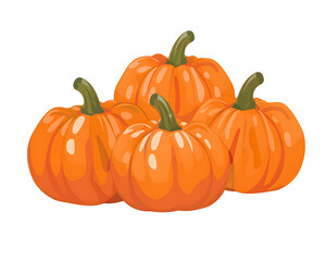 A Bountiful Harvest: Five Vibrant Pumpkins Gathered for Autumn Festivities