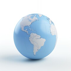 Naklejka premium A 3D globe representing Earth with blue oceans and light-colored landmasses.