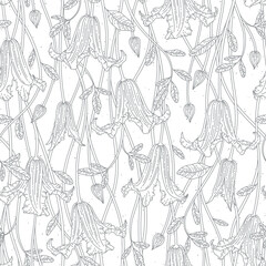 Series of seamless flower pattern motif in rustic floral hand drawing outline line textile fabric wallpaper paper wrap print © Euonia Meraki