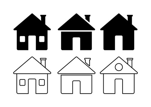 House simple black and white icon with editable stroke. Home web icon and symbol