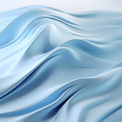Obraz premium This image showcases a soft, luxurious, wavy, blue silk-like fabric with multiple folds and creases, isolated on a light blue background, creating an elegant and stylish display.