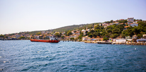View of  burgazada island town and shorescape, prince islands, adalar, istanbul