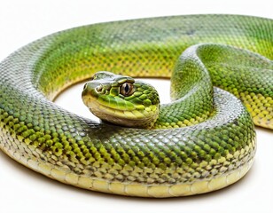Fototapeta premium Young Green Anaconda aka Eunectus murinus snake. Ai generated image.