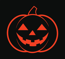 Red Pumpkin JackoLantern Halloween Spooky Face