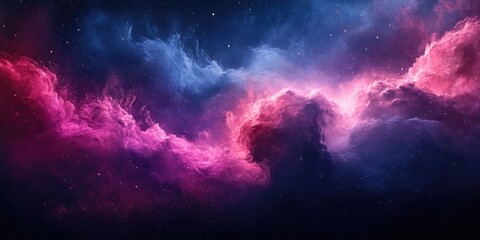 Fototapeta premium Cosmic Nebula with Pink and Blue Swirls and Stars