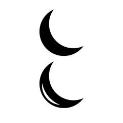 Moon black and white flat vector icon design. Moon symbol and glyph