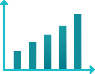 A simple bar graph with six bars of increasing height, indicating a positive upward trend. The graph is blue with a white background.