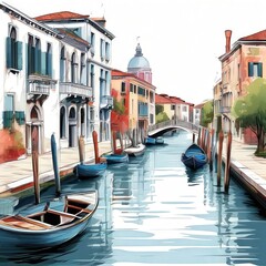 the AI Image Generator, gondolier punting gondola through green canal waters of Venice Italy